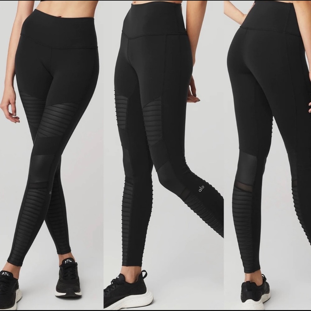High Waisted ALO Moto Black Leggings
